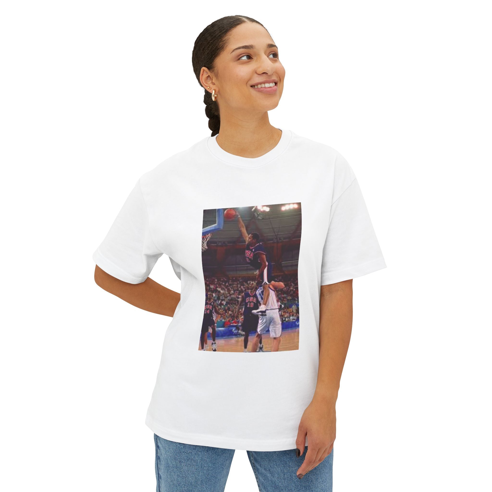 Vince Carter Olympic Basketball Dunk Unisex Oversized Tee