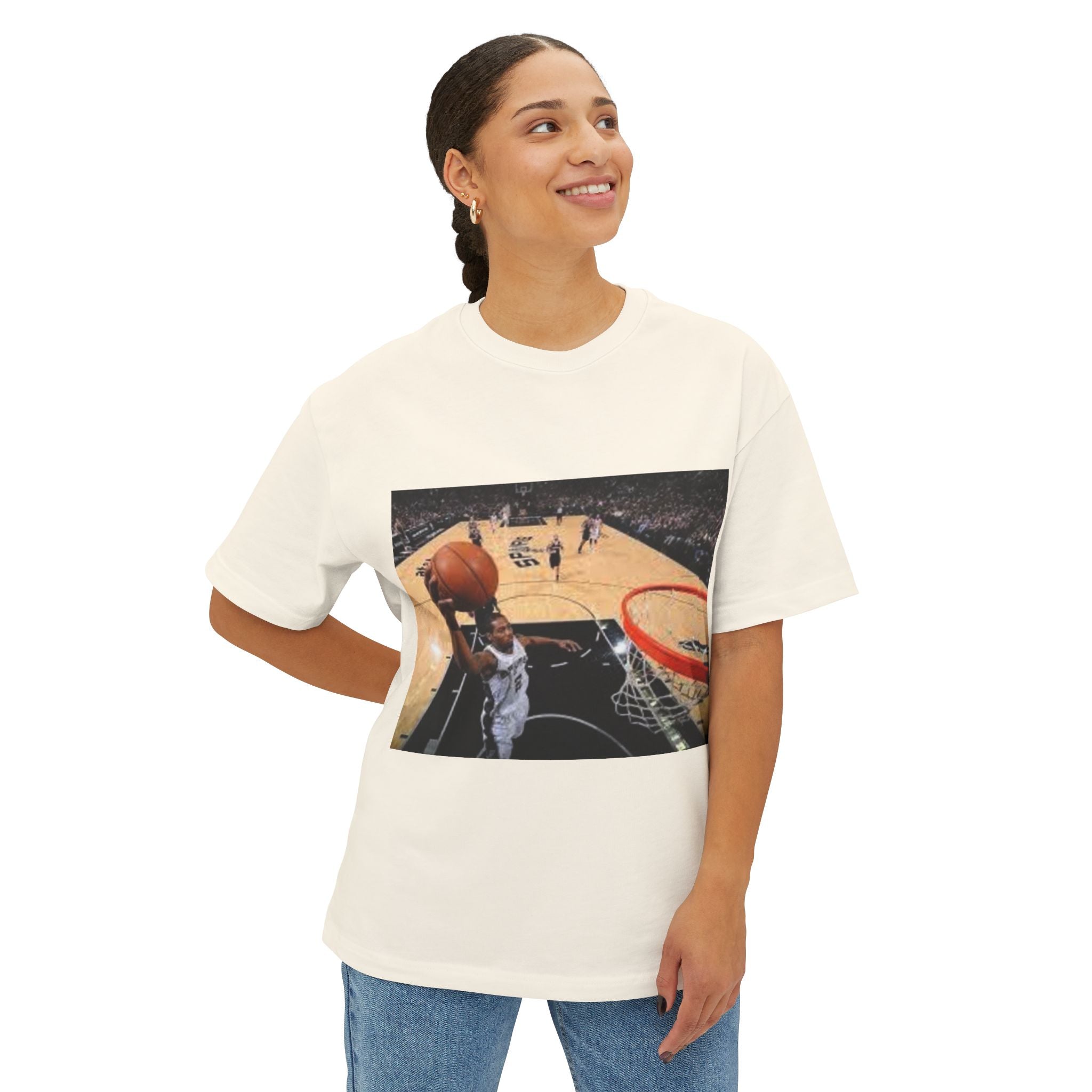 Kawhi Leonard Dunking Unisex Oversized Boxy Tee